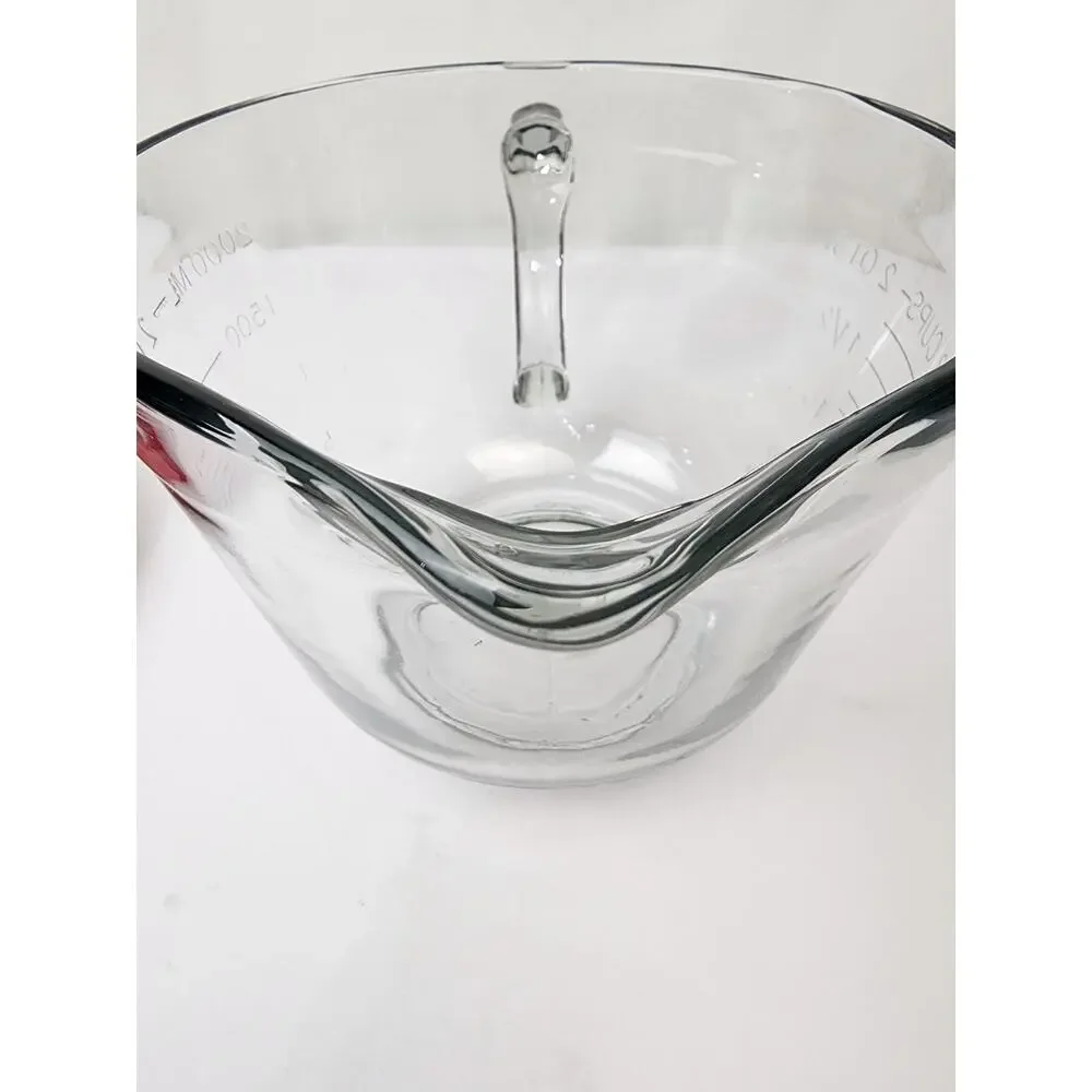 Anchor Hocking 2QTS/8 Cups/2000ML/2 Litres Measuring Batter Bowl w/ Red Lid USA